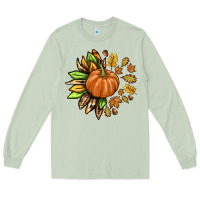 Matcha Fall Sunflower with Pumpkin Long Sleeve Tee - texasbilliewilder