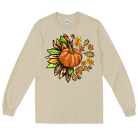 Mushroom Fall Sunflower with Pumpkin Long Sleeve Tee - texasbilliewilder