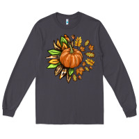Smoke Fall Sunflower with Pumpkin Long Sleeve Tee - texasbilliewilder