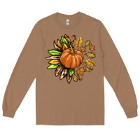 Toasted Coconut Fall Sunflower with Pumpkin Long Sleeve Tee - texasbilliewilder
