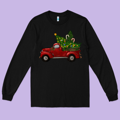 Christmas Trees With Truck Long Sleeve Tee Designed By Ranaportraitstore