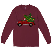Burgundy Christmas Trees With Truck Long Sleeve Tee - RanaPortraitStore