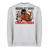 Heather Grey herd it was christmas Heavyweight Sweatshirt - CowGirlArtShop