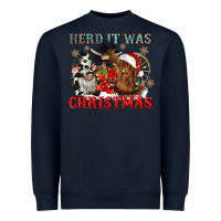 Navy herd it was christmas Heavyweight Sweatshirt - CowGirlArtShop