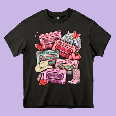 Valentines Day Cassette Tapes Heavy Core Tee Designed By Maliassmallbusiness