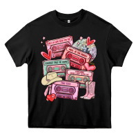 Black valentines day cassette tapes Heavy Core Tee - MaliasSmallBusiness