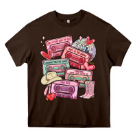 Chocolate Brown valentines day cassette tapes Heavy Core Tee - MaliasSmallBusiness
