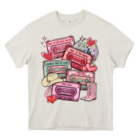 Cream valentines day cassette tapes Heavy Core Tee - MaliasSmallBusiness