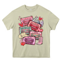 Mossy valentines day cassette tapes Heavy Core Tee - MaliasSmallBusiness