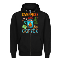 Black Campfires And Coffee Camping Coffee Zipper Hoodie - FaDigitalArtStudio