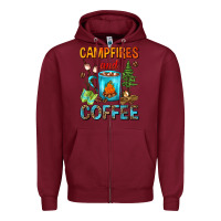 Burgundy Campfires And Coffee Camping Coffee Zipper Hoodie - FaDigitalArtStudio