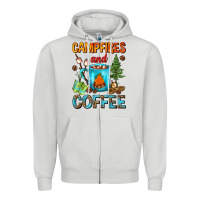Dove Grey Campfires And Coffee Camping Coffee Zipper Hoodie - FaDigitalArtStudio