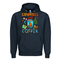 Navy Campfires And Coffee Camping Coffee Zipper Hoodie - FaDigitalArtStudio
