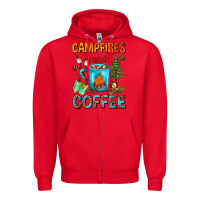 Red Campfires And Coffee Camping Coffee Zipper Hoodie - FaDigitalArtStudio