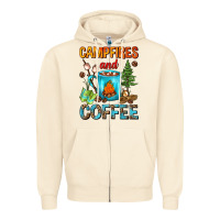 Sandshell Campfires And Coffee Camping Coffee Zipper Hoodie - FaDigitalArtStudio