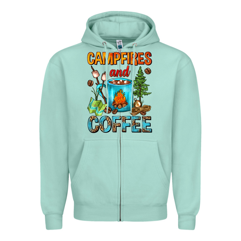 Campfires And Coffee Camping Coffee Zipper Hoodie by FaDigitalArtStudio | Teevron