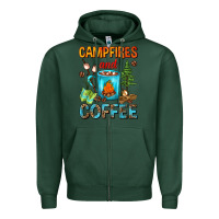 Sports Green Campfires And Coffee Camping Coffee Zipper Hoodie - FaDigitalArtStudio