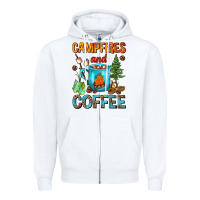 White Campfires And Coffee Camping Coffee Zipper Hoodie - FaDigitalArtStudio