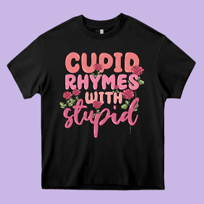 Cupid Rhymes With Stupid Heavy Core Tee Designed By Maliassmallbusiness