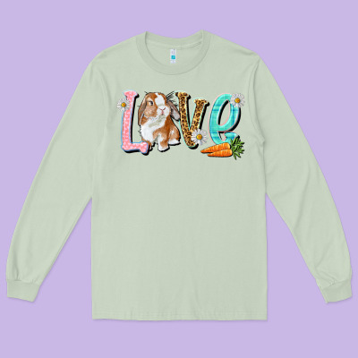 Love Easter Rabbit Long Sleeve Tee Designed By Nancycooperartshop
