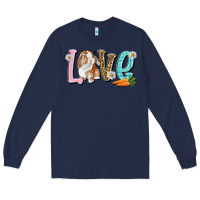 Navy Love Easter Rabbit Long Sleeve Tee - NancyCooperArtShop