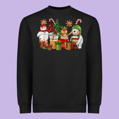 Christmas Polar Bear Reindeer And Snowman Coffee C Heavyweight Sweatshirt Designed By Cowgirlartshop