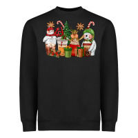 Black christmas polar bear reindeer and snowman coffee c Heavyweight Sweatshirt - CowGirlArtShop