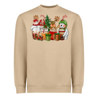 Mushroom christmas polar bear reindeer and snowman coffee c Heavyweight Sweatshirt - CowGirlArtShop