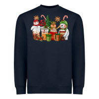 Navy christmas polar bear reindeer and snowman coffee c Heavyweight Sweatshirt - CowGirlArtShop
