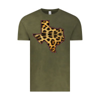 Vintage Olive Western Texas Map Leopard Pattern Vintage Tee - Bettercallsaul