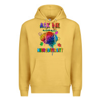 Antique Gold Ask me about neurodiversity Premium Hoodie - FaDigitalArtStudio