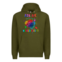 Army Green Ask me about neurodiversity Premium Hoodie - FaDigitalArtStudio
