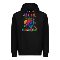 Black Ask me about neurodiversity Premium Hoodie - FaDigitalArtStudio