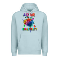 Blue Mist Ask me about neurodiversity Premium Hoodie - FaDigitalArtStudio