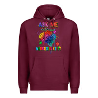 Burgundy Ask me about neurodiversity Premium Hoodie - FaDigitalArtStudio