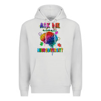 Dove Grey Ask me about neurodiversity Premium Hoodie - FaDigitalArtStudio
