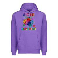 Purple Ask me about neurodiversity Premium Hoodie - FaDigitalArtStudio