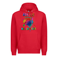 Red Ask me about neurodiversity Premium Hoodie - FaDigitalArtStudio