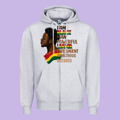 I Am Black Man Zipper Hoodie Designed By Fadigitalartstudio