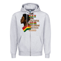 Heather Grey I am black man Zipper Hoodie - FaDigitalArtStudio