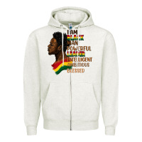 Oatmeal Heather I am black man Zipper Hoodie - FaDigitalArtStudio