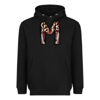 Black name footballcow print letter m Heavyweight Hoodie - CowhideDigitalArt