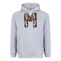 Heather Grey name footballcow print letter m Heavyweight Hoodie - CowhideDigitalArt