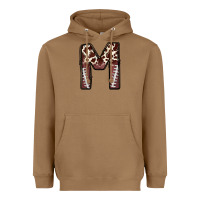 Toasted Coconut name footballcow print letter m Heavyweight Hoodie - CowhideDigitalArt