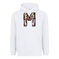 White name footballcow print letter m Heavyweight Hoodie - CowhideDigitalArt