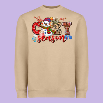 Cozy Season Snowman Heavyweight Sweatshirt Designed By Cowgirlartshop
