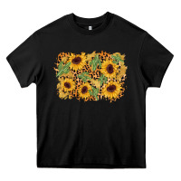 Black cactus leopard sunflower glitter background Heavy Core Tee - AdoDesignShop