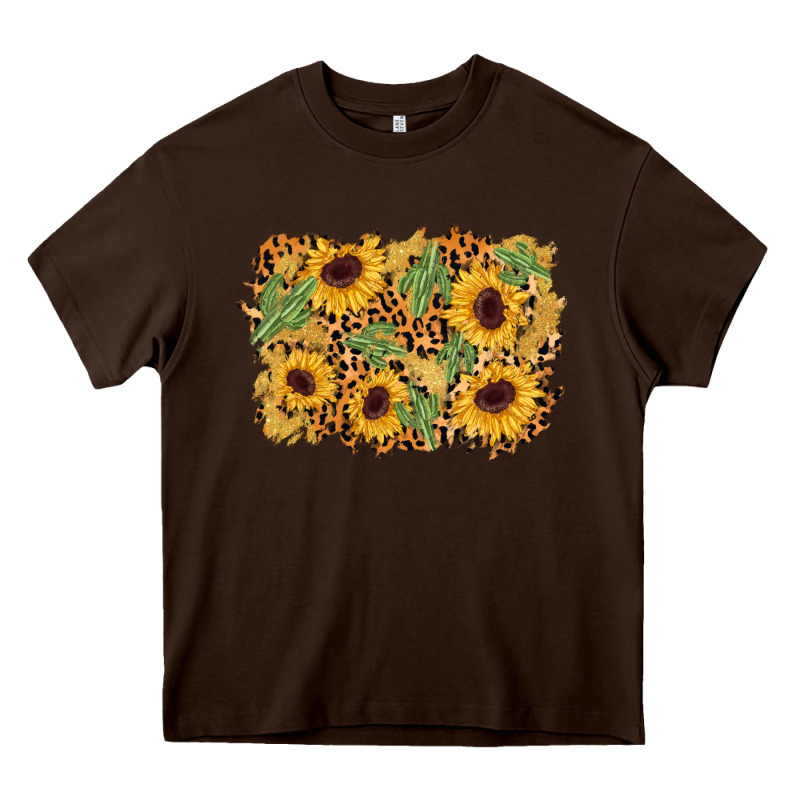 Cactus Leopard Sunflower Glitter Background Heavy Core Tee by AdoDesignShop | Teevron