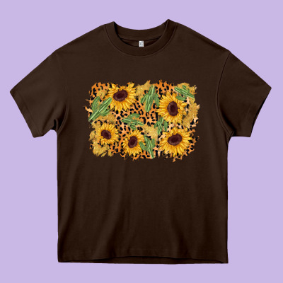 Cactus Leopard Sunflower Glitter Background Heavy Core Tee Designed By Adodesignshop