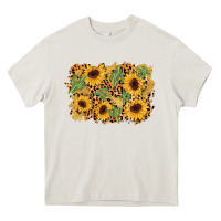 Cream cactus leopard sunflower glitter background Heavy Core Tee - AdoDesignShop
